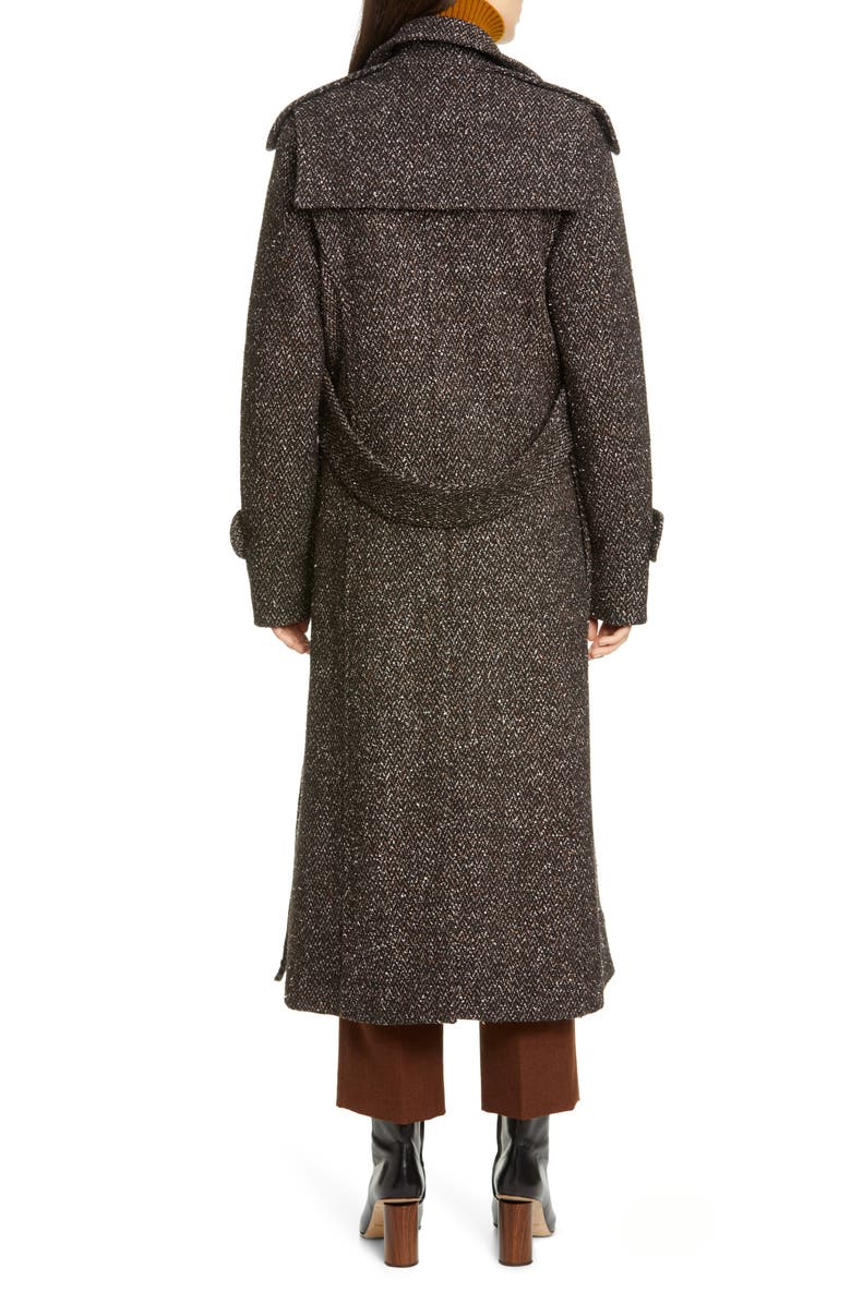 Victoria Beckham Layered Tweed Coat, Alternate, color, 