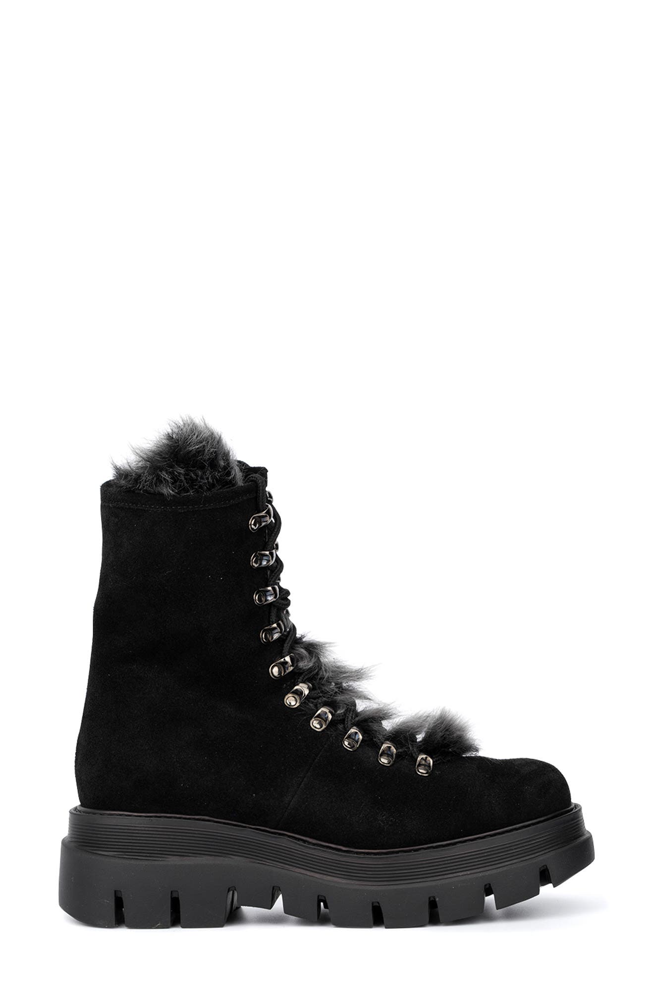 Aquatalia Ivanya Weatherproof Suede & Genuine Shearling Lug Boot, Alternate, color, 