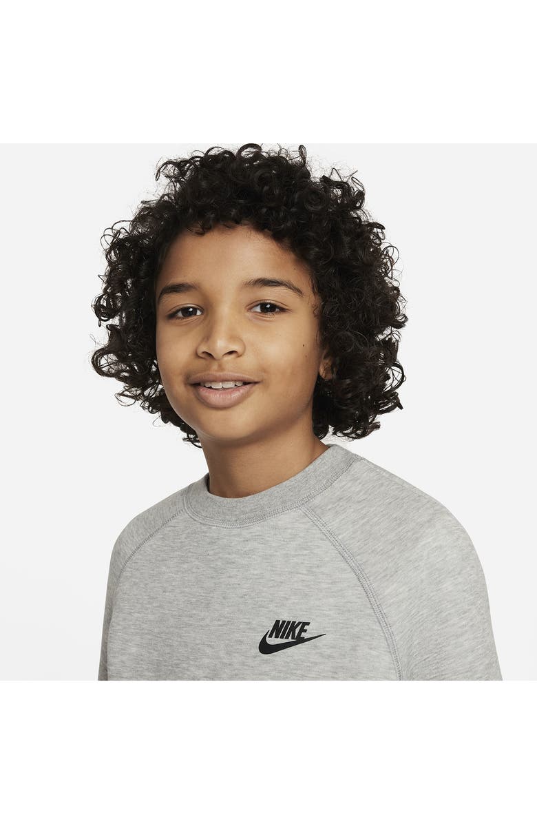 Nike Kids' Tech Fleece Crewneck Sweatshirt, Alternate, color, Dark Grey Heather/ Black