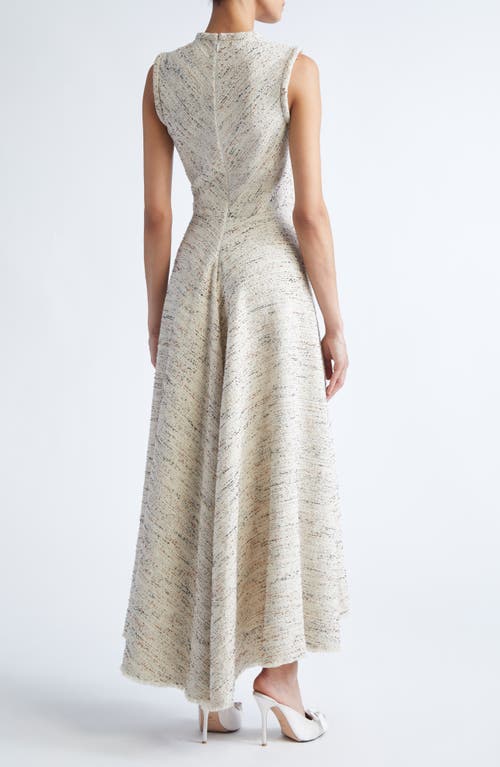 Giambattista Valli Asymmetric Draped Tweed Dress In Brown