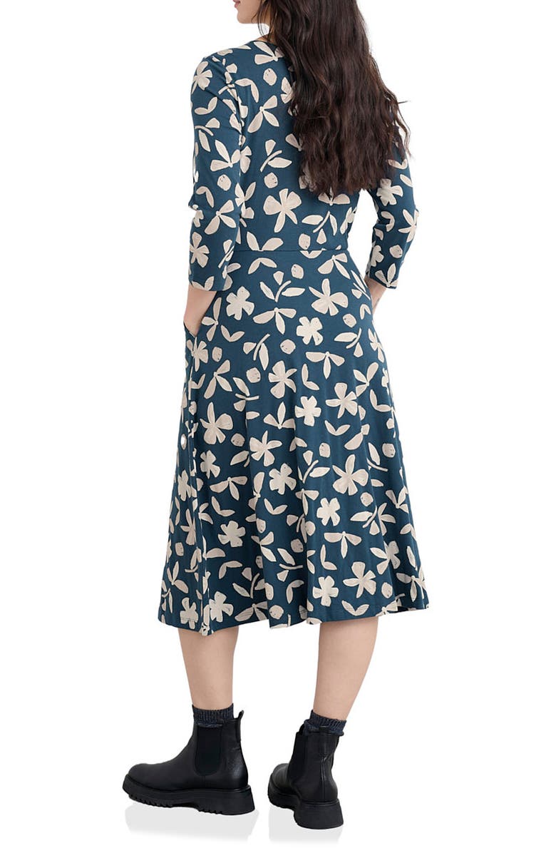 Seasalt Cornwall April Floral Stretch Organic Cotton Midi Dress, Alternate, color, Organic Shapes Dark Lugger