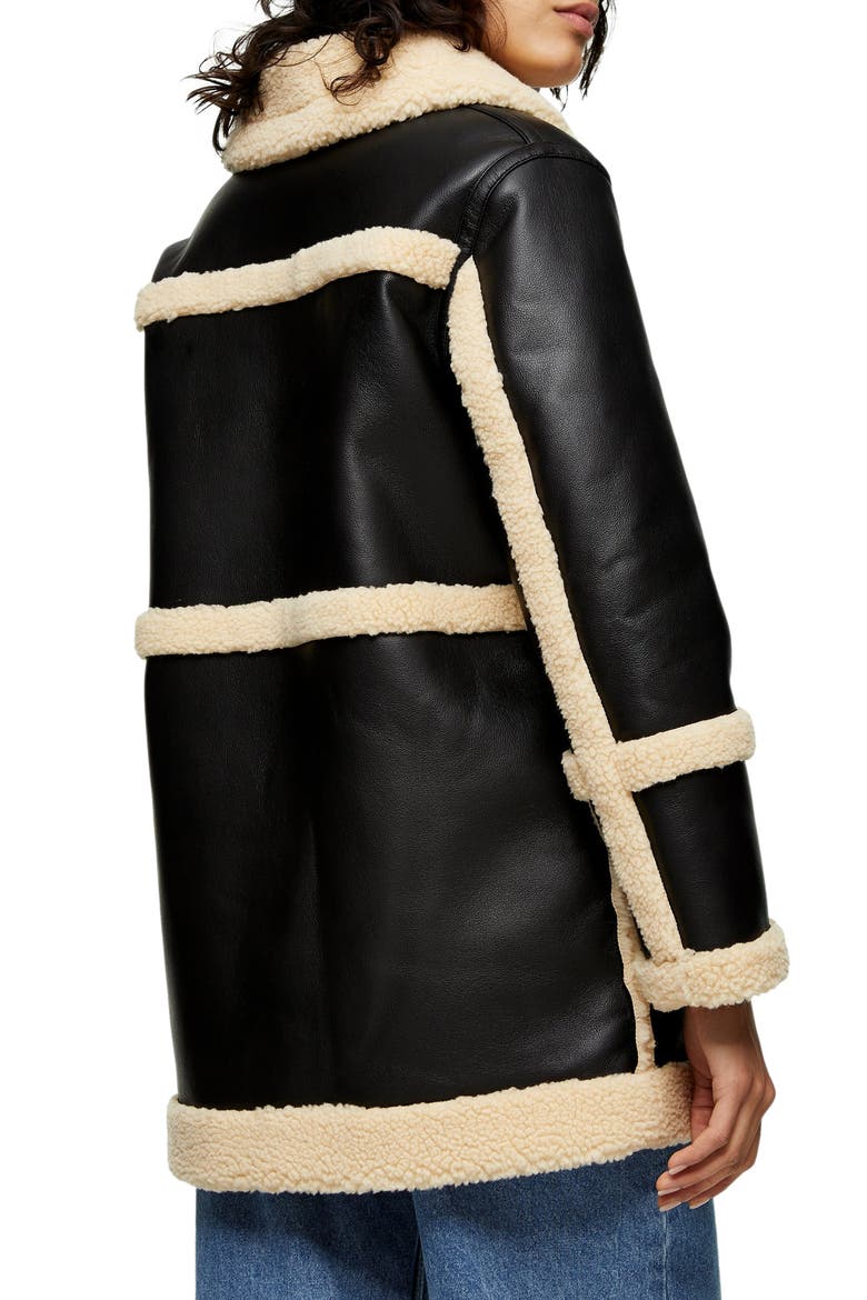 Raven Reversible Faux Shearling Coat, Alternate, color, BLACK