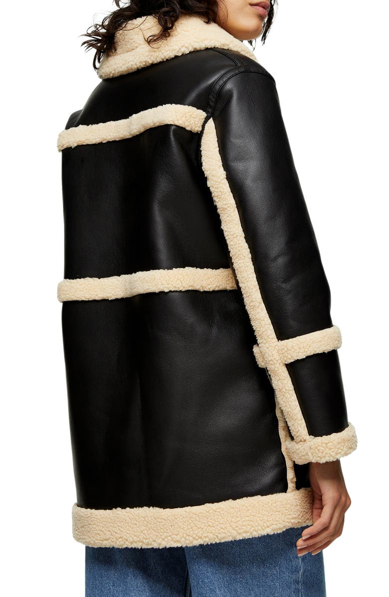 Topshop Raven Reversible Faux Shearling Coat, Alternate, color,