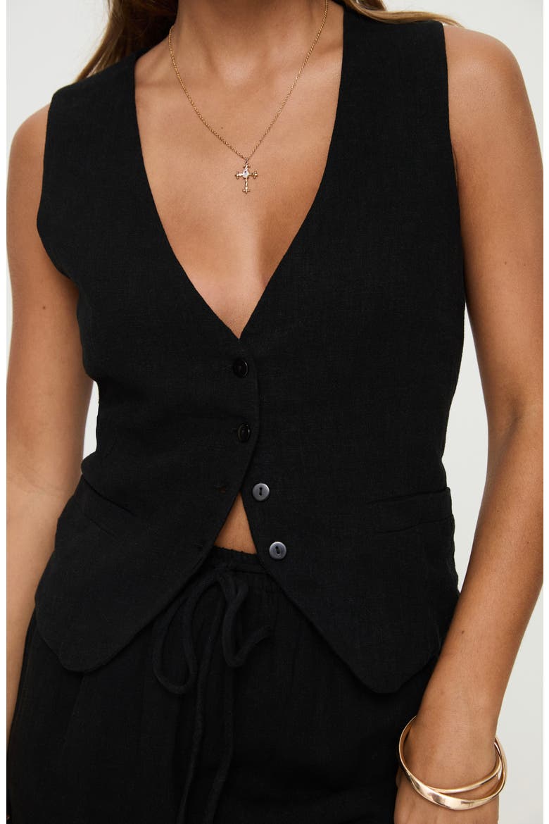 Ginger Linen Blend Vest, Alternate, color, BLACK