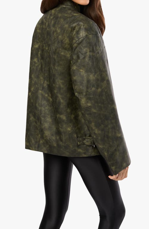 Weworewhat Patina Faux Leather Moto Jacket In Green