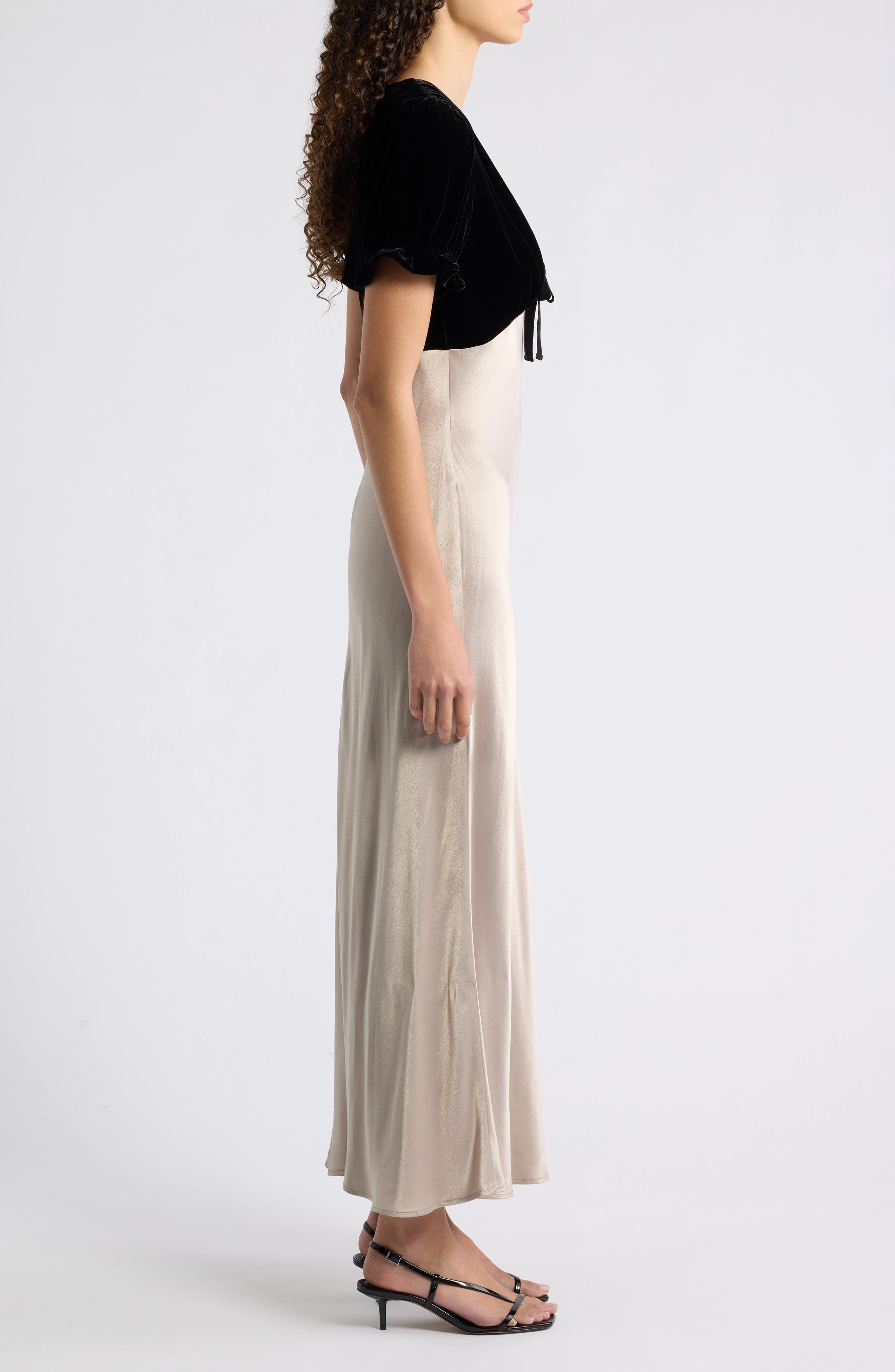 Rails Dory Colorblock Mixed Media Velvet & Satin Dress (Women) | Nordstrom