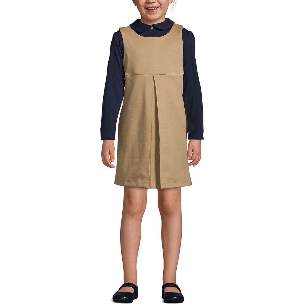 Lands' End Girls Ponte Pleat Jumper In Khaki
