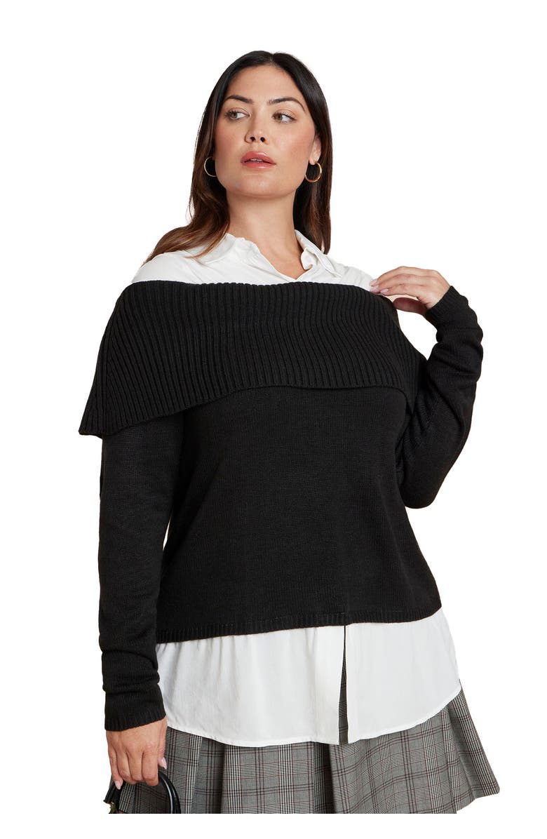 ELOQUII Off The Shoulder Twofer Sweater, Main, color, 