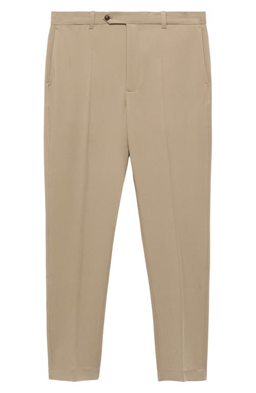 Mango Pleated Slim Fit Dress Pants In Neutral