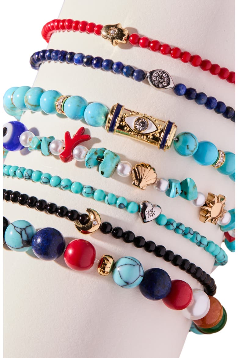 Evil Eye Lapis Mini Stretch Bracelet, Alternate, color, Blue