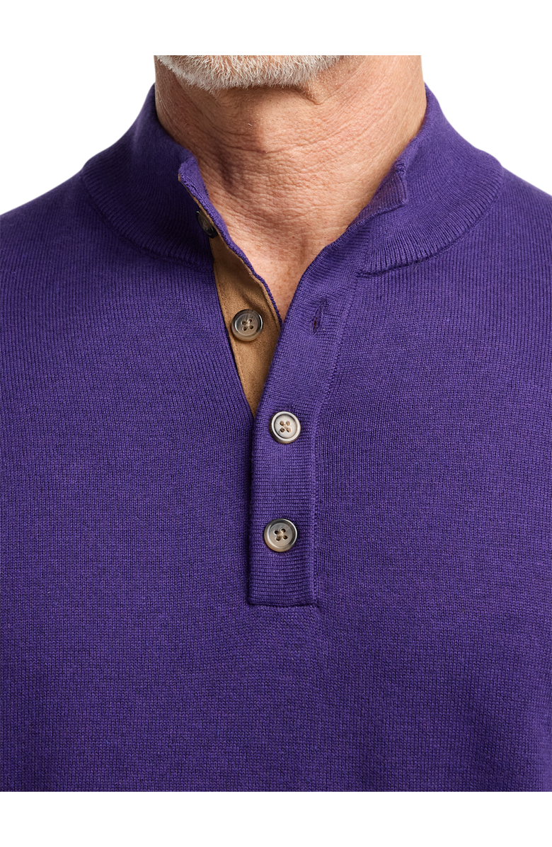 Paul Fredrick Supima Cotton Four Button Mock Neck Sweater, Alternate, color, Plum