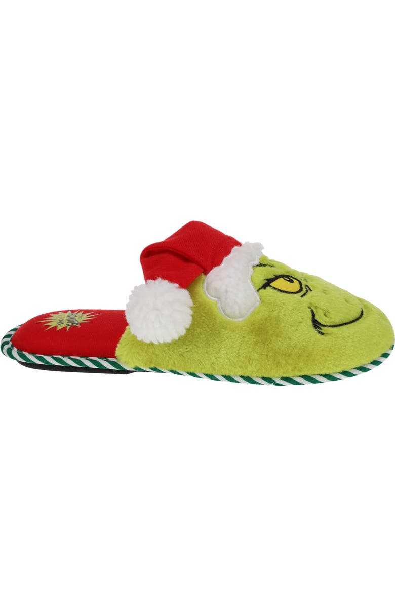 SG Footwear Kids' Grinchmas Smiley Faux Fur Slipper, Alternate, color, Green