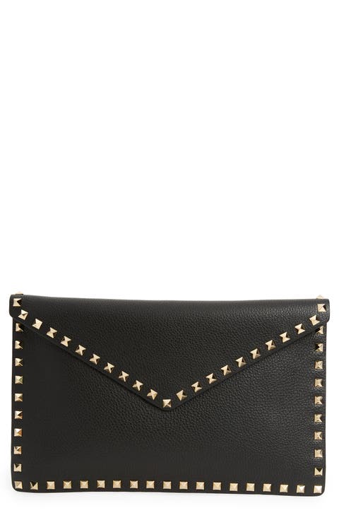 Large Rockstud Leather Envelope Pouch