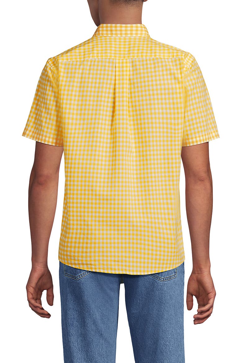 Short Sleeve Essential Lightweight Poplin, Alternate, color, Goldenrod Gingham