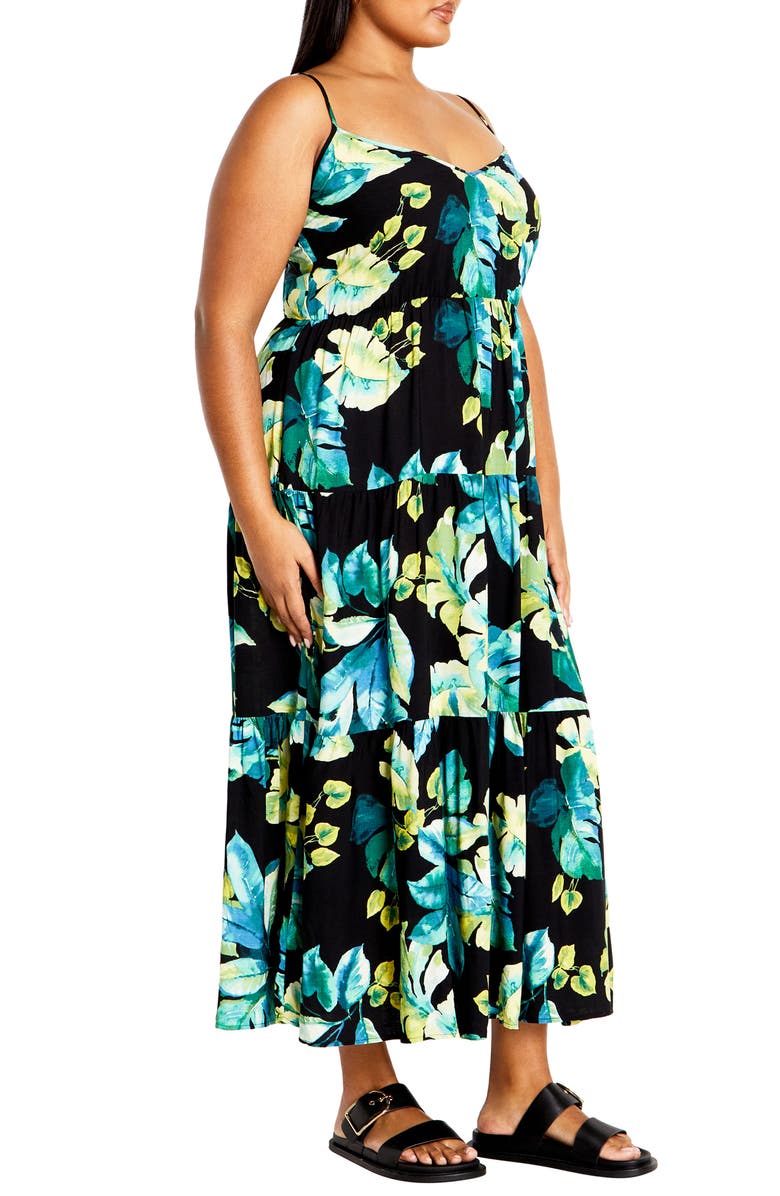 City Chic Tropical Print Maxi Sundress, Alternate, color, Tropical Oasis