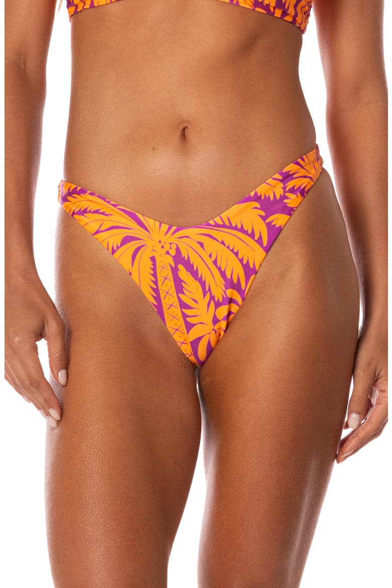 Flamingo Palm Splendourous Reversible Bikini Bottoms, Main, color, PURPLE