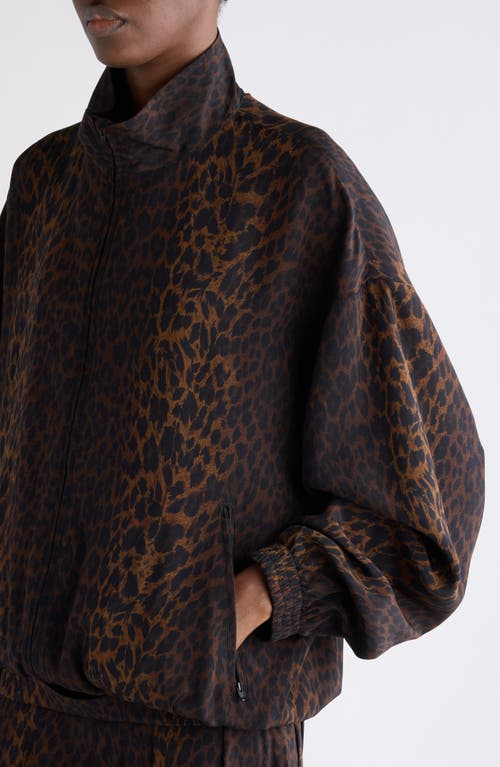Balenciaga Oversize Leopard Print Tracksuit Top In Brown
