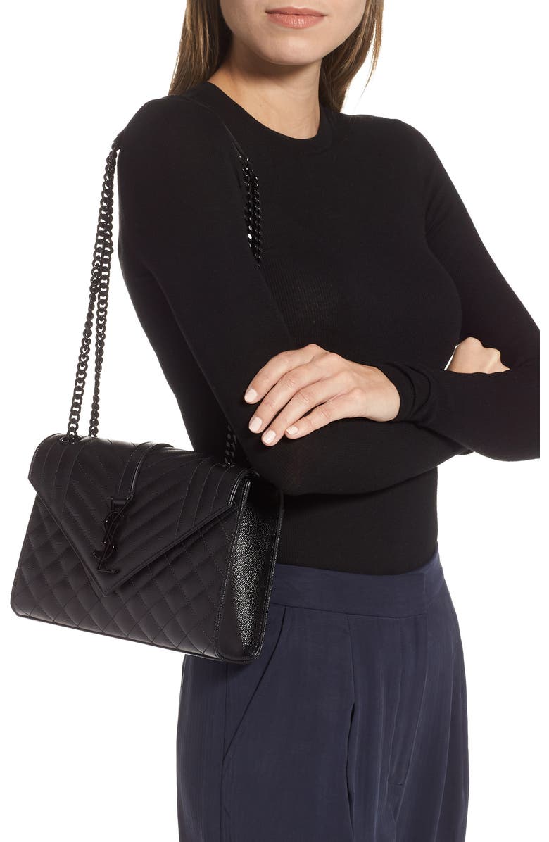 Saint Laurent Medium Monogram Quilted Leather Shoulder Bag, Alternate, color,