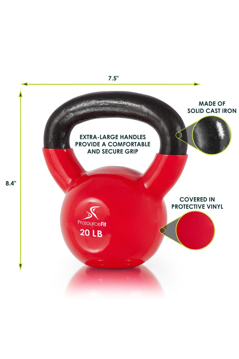 Vinyl Coated Iron Kettlebell, Alternate, color, 20 lb