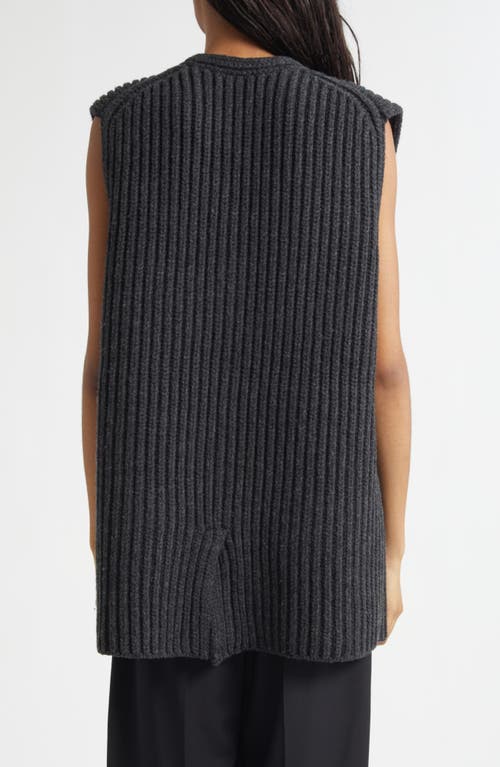 Alexander Wang Oversize Rib Wool Button-up Sweater Vest In Gray