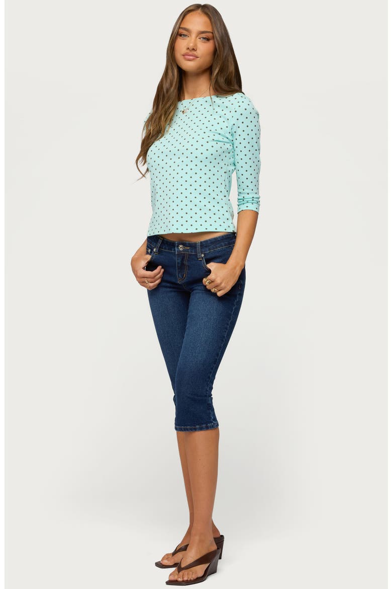Lela Polka Dot Top, Alternate, color, AQUA-AND-BROWN