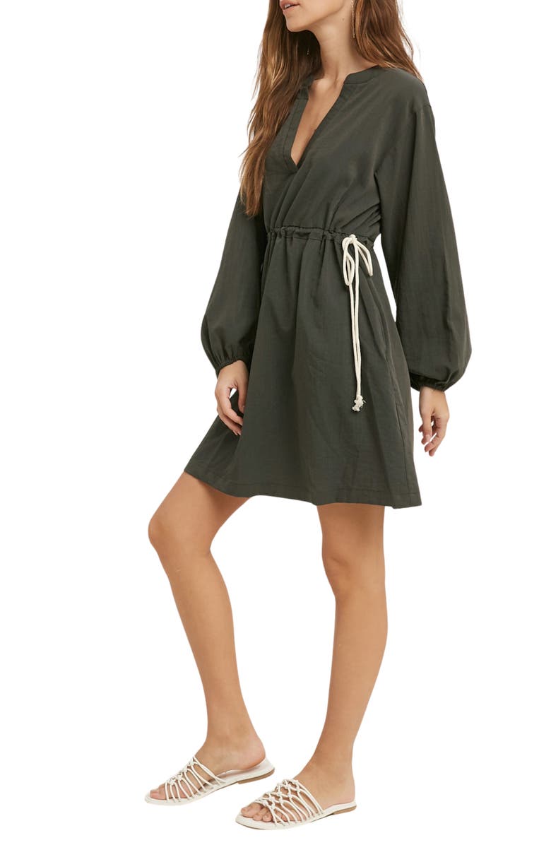 WISHLIST Long Sleeve Drawstring Dress, Alternate, color, Charcoal