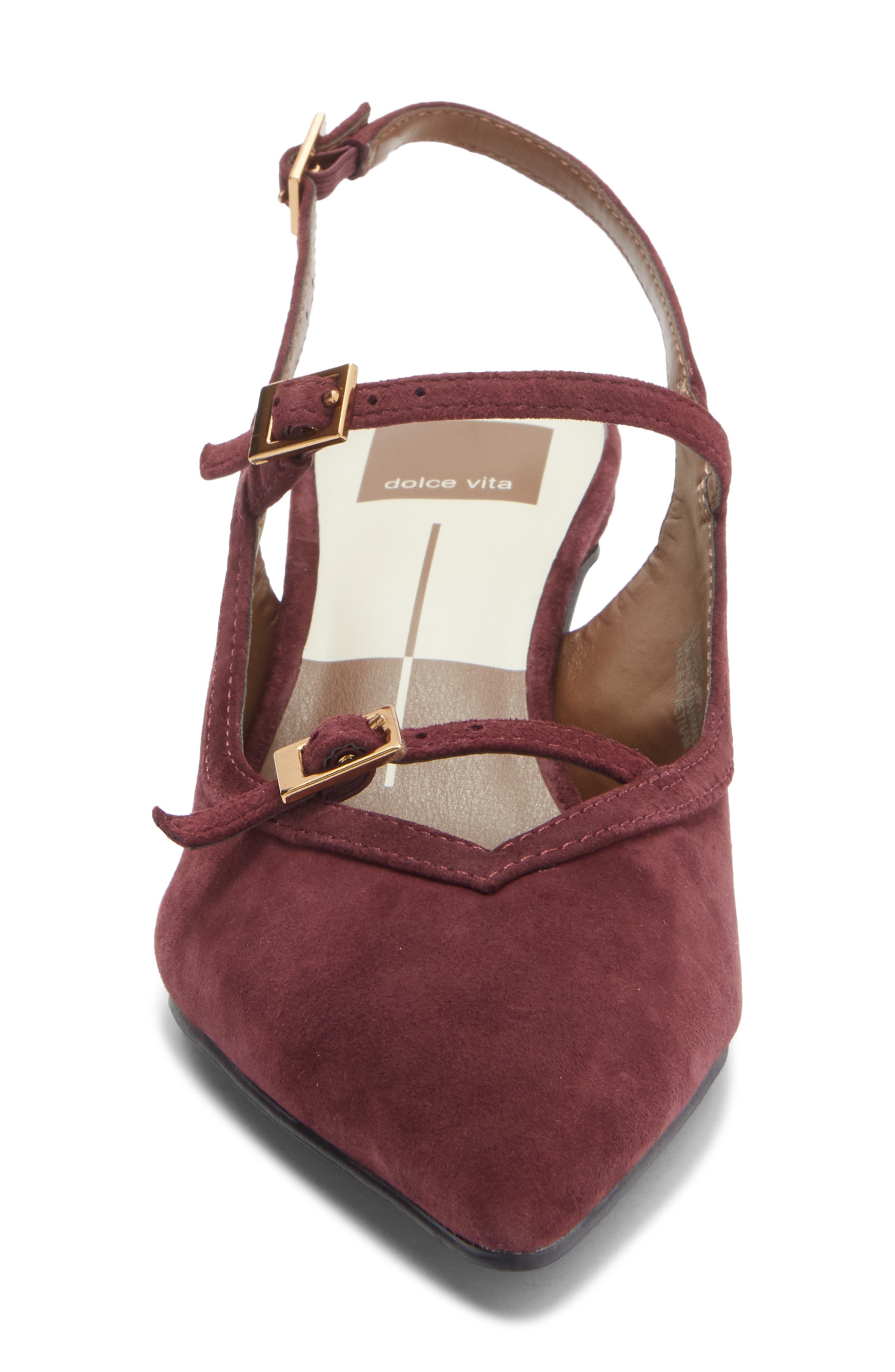 Dolce Vita Kishan Pointed Toe Slingback Pump, Alternate, color, Wine Suede