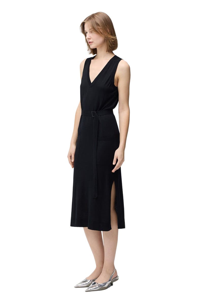 GOBI Mongolian Cashmere V-neck Silk Cashmere  Dress, Alternate, color, Black