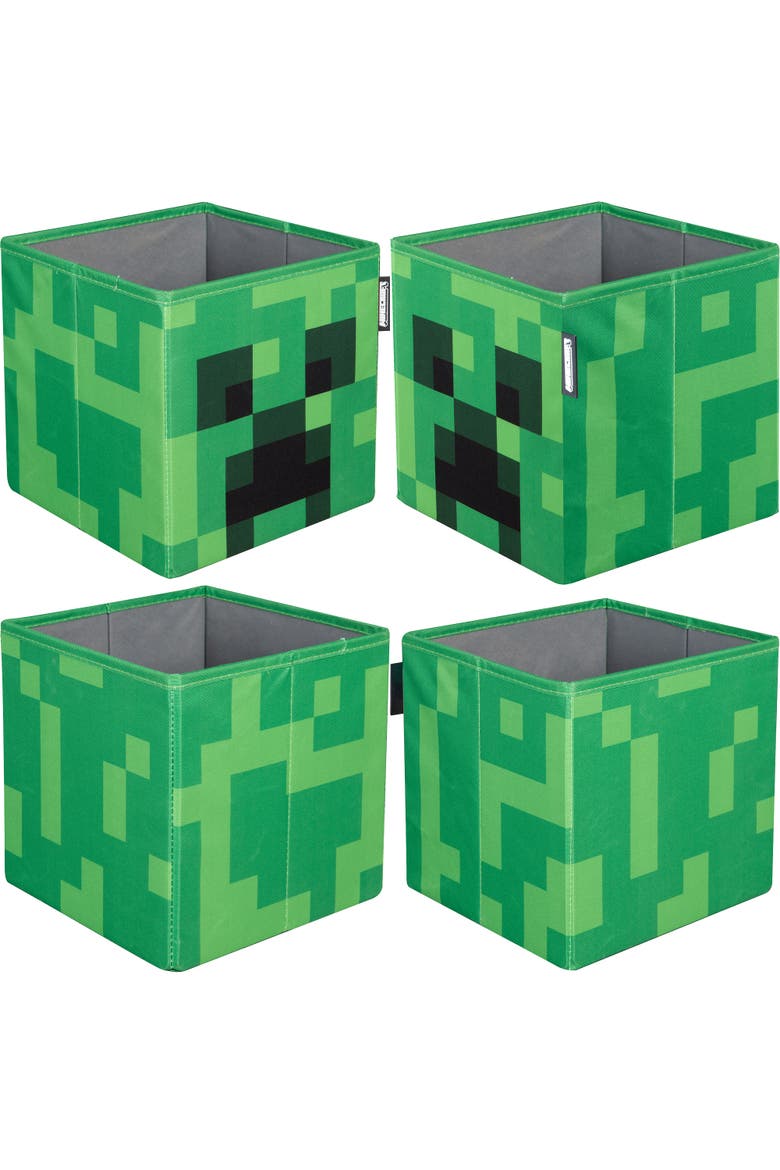 Fabric Storage Boxes 2 Piece Creeper & Crafting Table, 10 Inch, Alternate, color, Multicolored