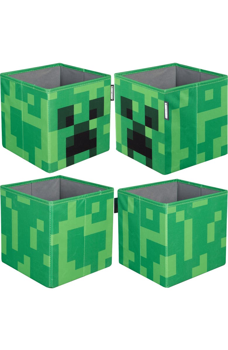 MINECRAFT Fabric Storage Boxes 2 Piece Creeper & Crafting Table, 10 Inch, Alternate, color, Multicolored