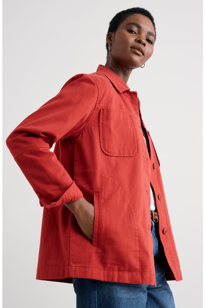 Long Field Organic Cotton Chore Jacket, Alternate, color, DARK CINNAMON