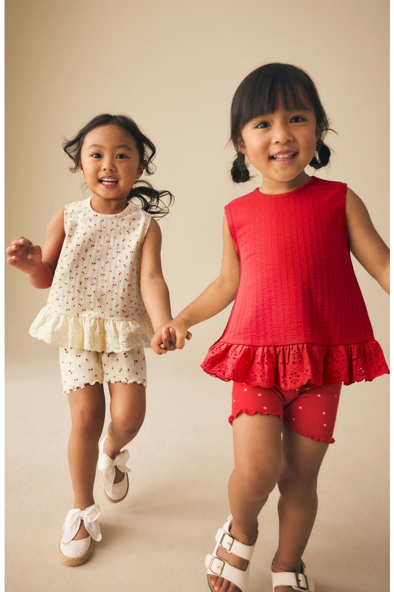Kids' 4-Pack Sleeveless Shirt & Shorts Set, Alternate, color, RED MULTI
