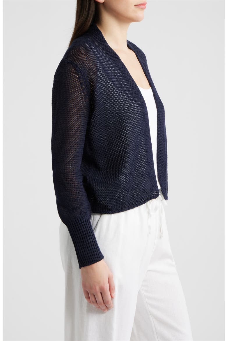 Open Front Organic Cotton Cardigan, Alternate, color, INK
