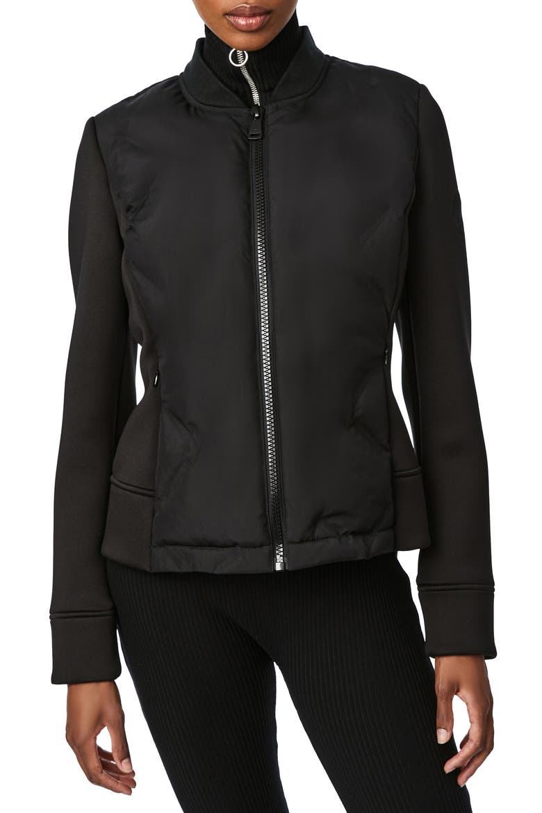 Mix Media Water Resistant Jacket, Main, color, BLACK