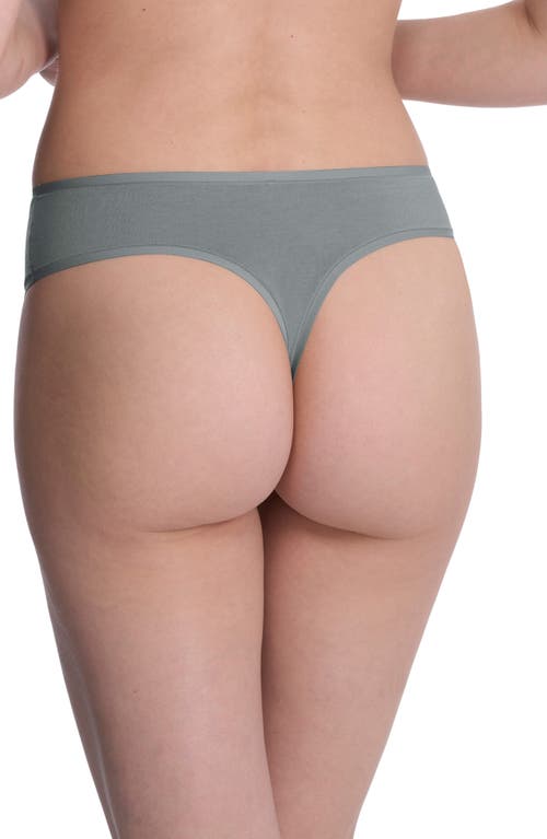 Natori Bliss Bare Stretch Cotton Thong In Green