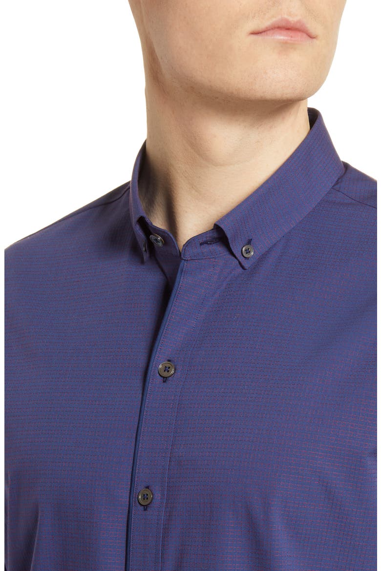 Classic Fit Dobby Short Sleeve Button-Down Shirt, Alternate, color, PURPLE
