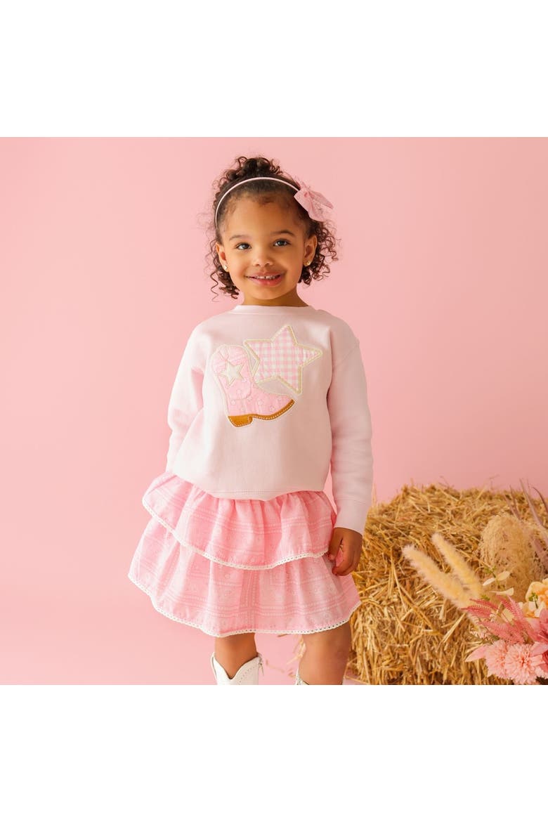 Bandana Cowgirl Patch Western Sweatshirt, Alternate, color, Ballet Pink