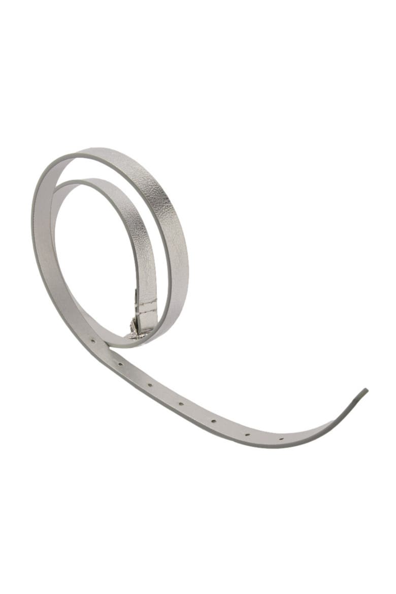 Slim belt with Clover buckle, Alternate, color, Silver