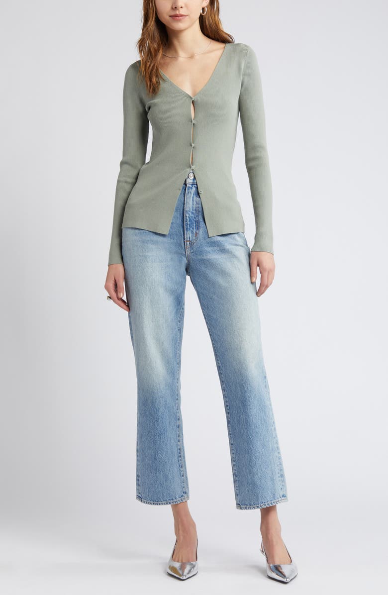 Open Edit Luxe Sculpt Cardigan, Alternate, color, Green Halo