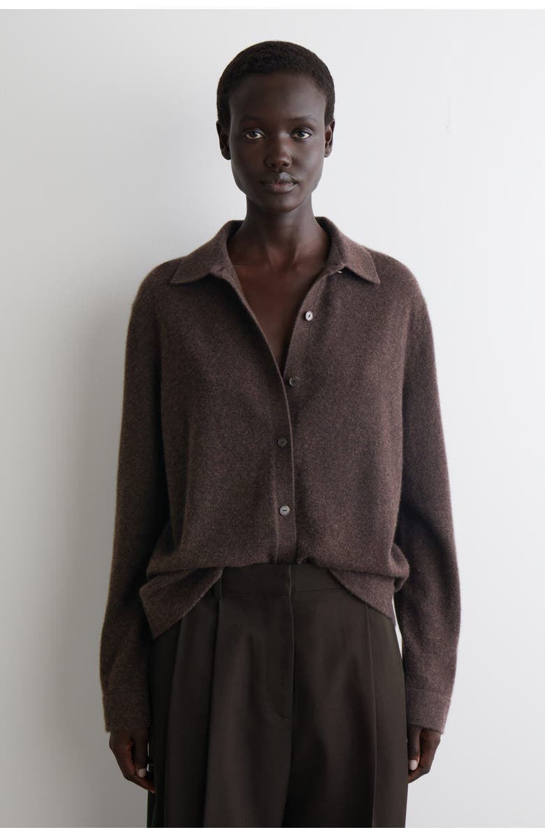 COS Cashmere Shirt, Alternate, color, Dark Brown