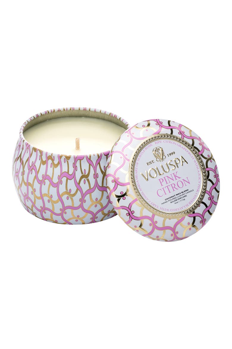 Maison Blanc Pink Citron Petite Decorative Tin Candle, Main, color, NO COLOR
