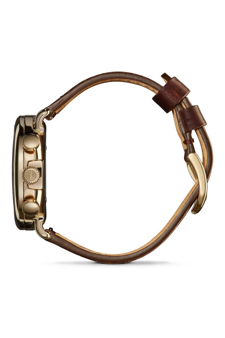 'The Runwell Chrono' Leather Strap Watch, 41mm, Alternate, color, BROWN CATTAIL/ IVORY/ GOLD