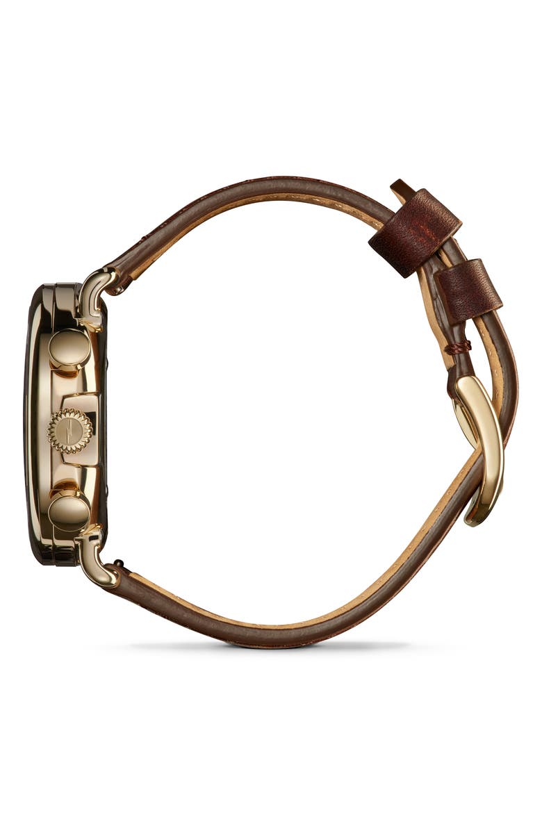 Shinola 'The Runwell Chrono' Leather Strap Watch, 41mm, Alternate, color, Brown Cattail/ Ivory/ Gold