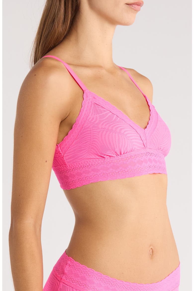 Allover Lace V-Neck Bralette, Alternate, color, KNOCKOUT PINK