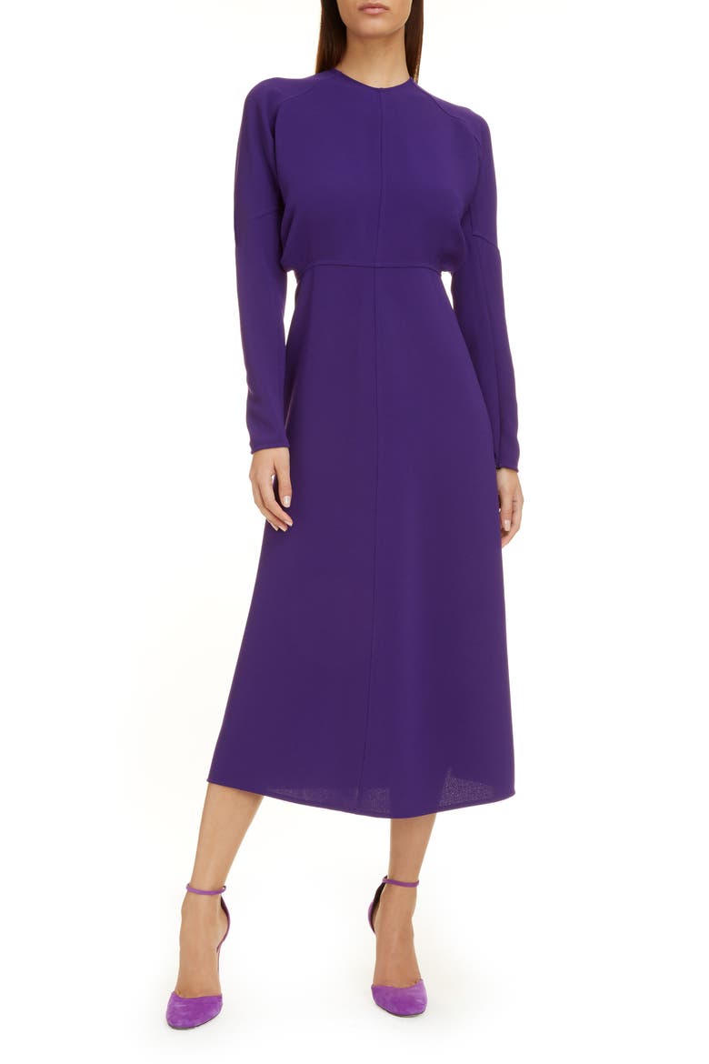 Dolman Long Sleeve Midi Dress, Main, color, BRIGHT PURPLE