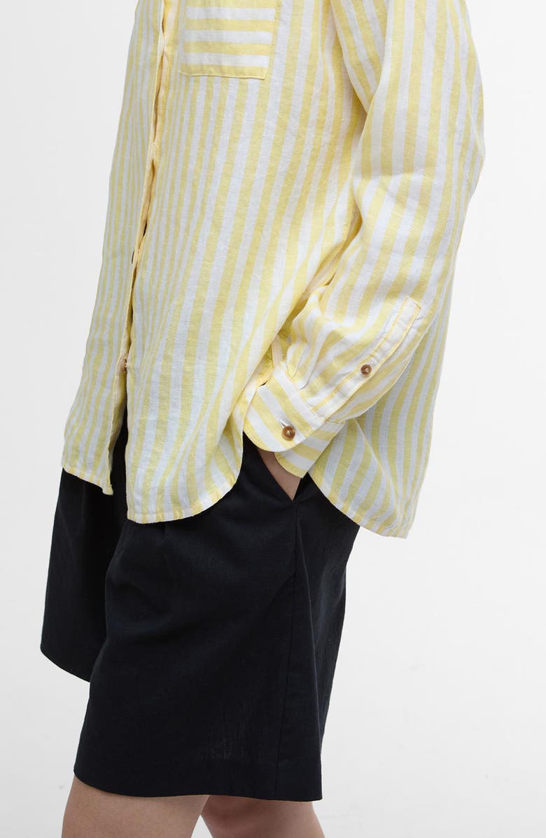 Barbour Annie Stripe Linen Button-Up Shirt, Alternate, color, Sunray Yellow Stripe