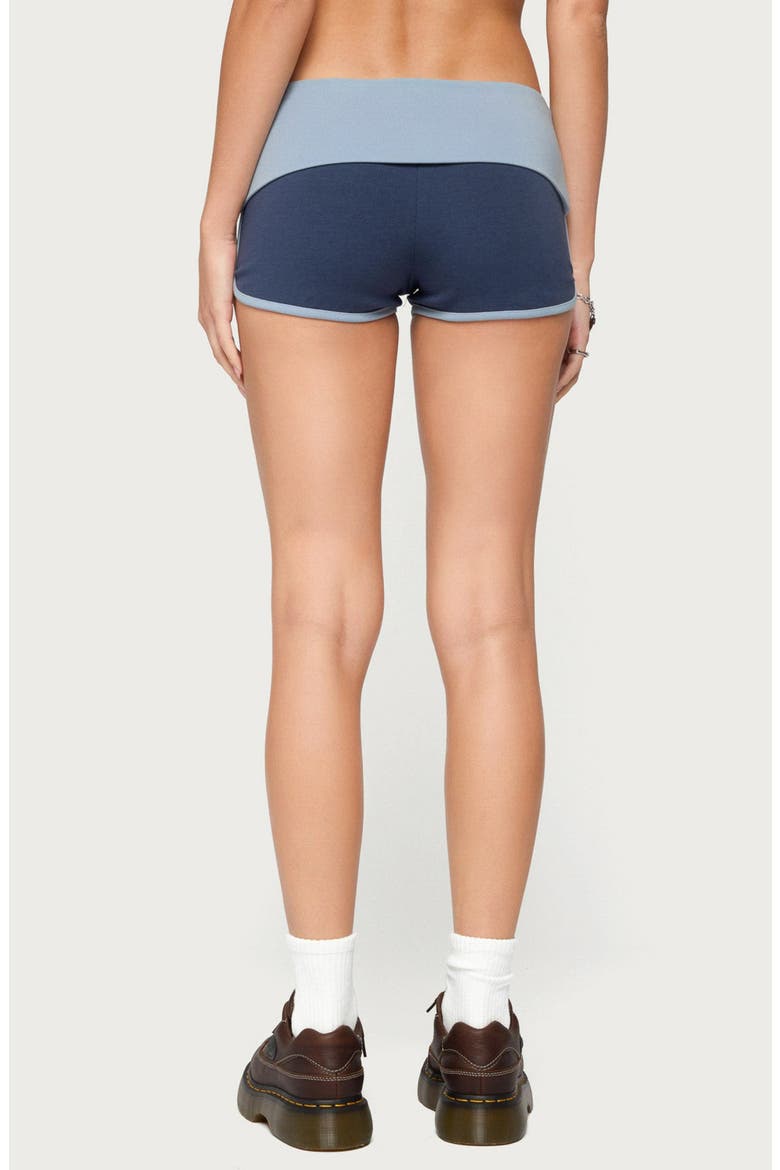Zeala Contrast Stretch Cotton Blend Foldover Shorts, Alternate, color, NAVY