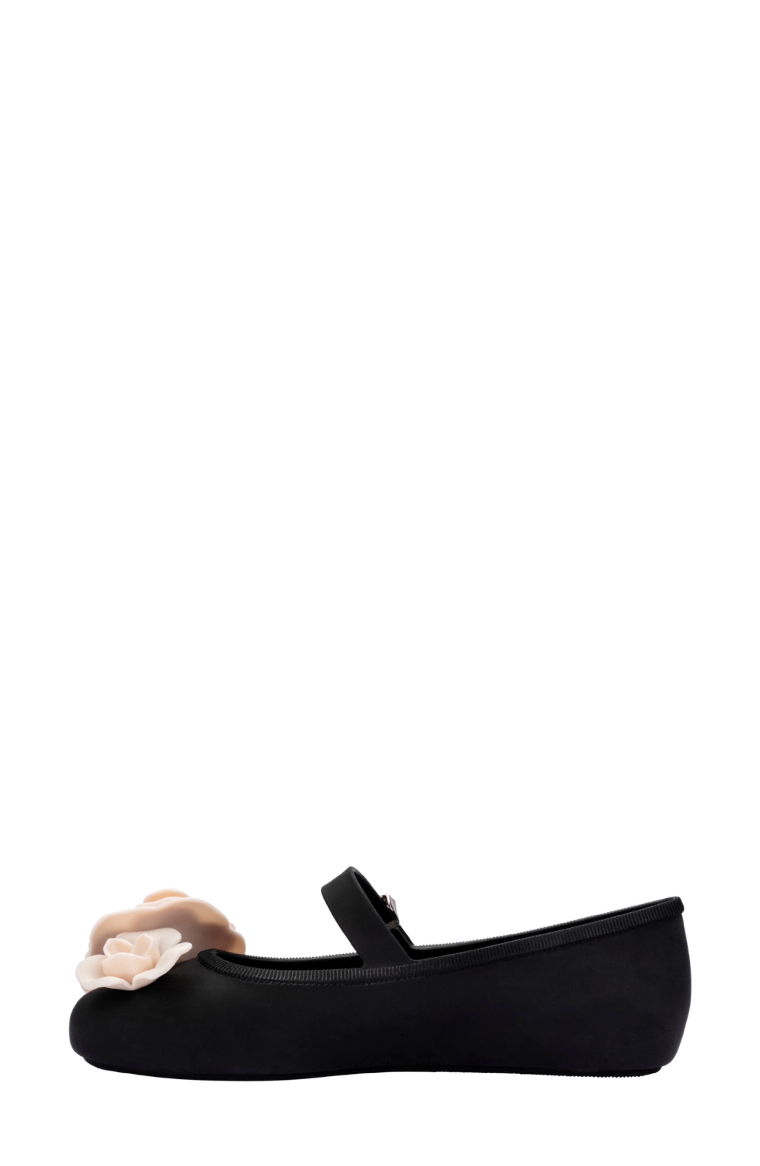 Melissa Soft Ballerina Petals Mary Jane Flat, Alternate, color, Black