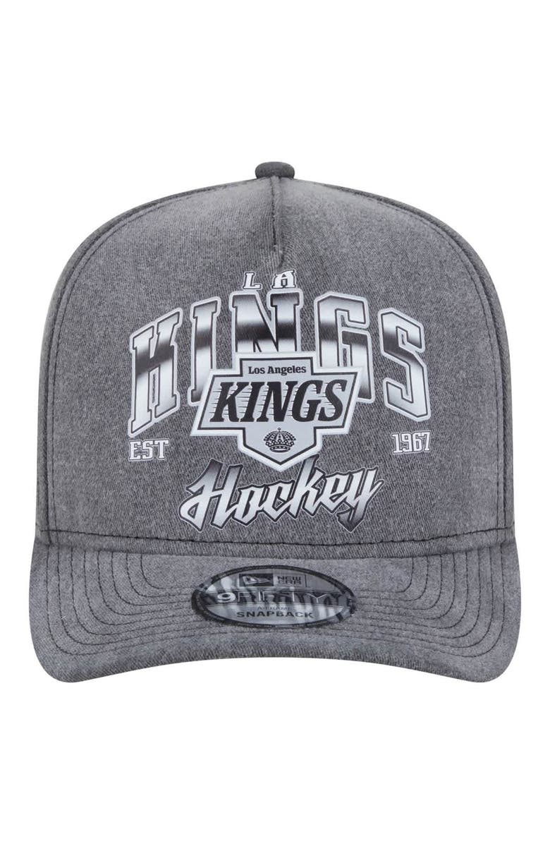 New Era Men's New Era Charcoal Los Angeles Kings Throwback Washed A-Frame Pre-Curved 9FIFTY Snapback Hat, Alternate, color, Charcoal