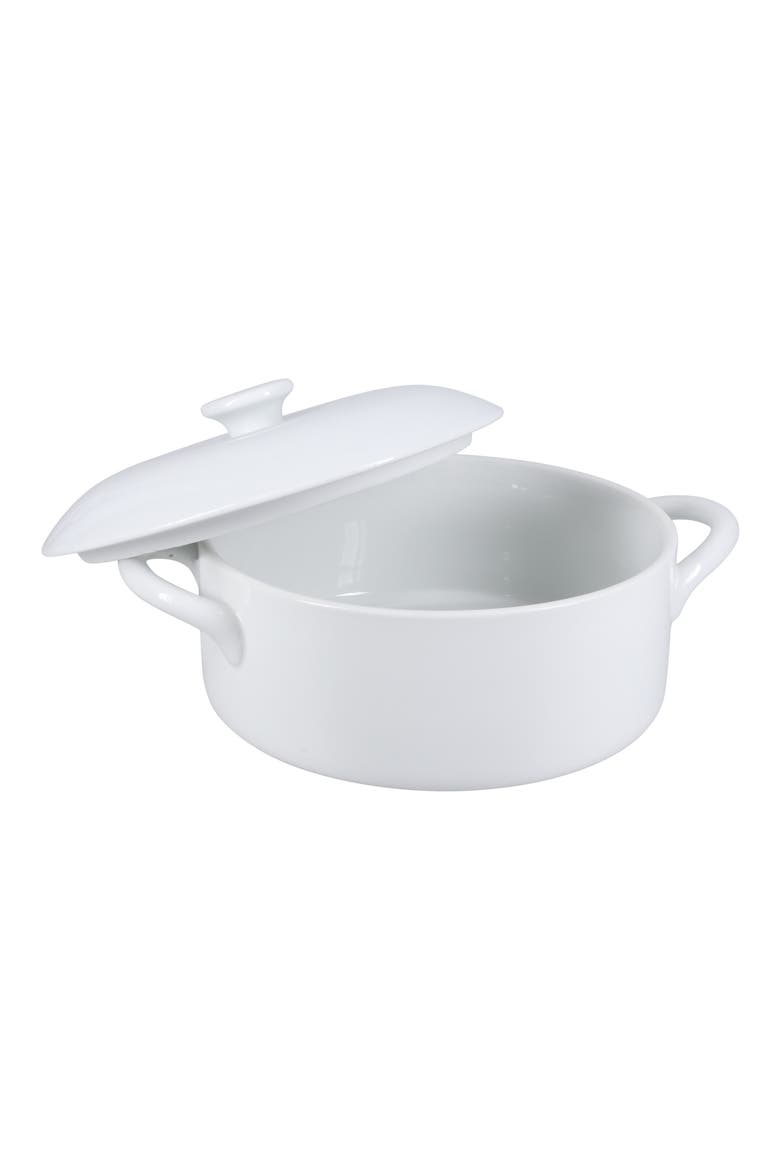 Taos Round Covered Casserole Dish, Alternate, color, WHITE